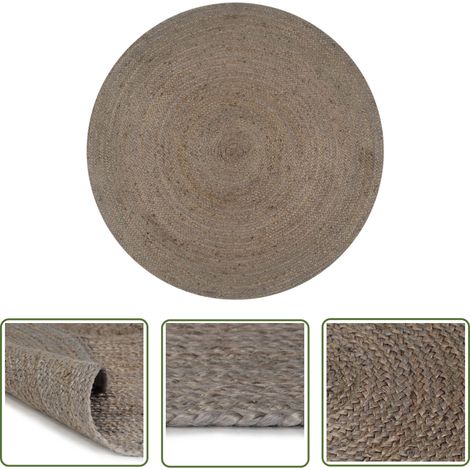 Tapis fait à la main Jute Rond 90 cm Gris DEC023457 (1/5)