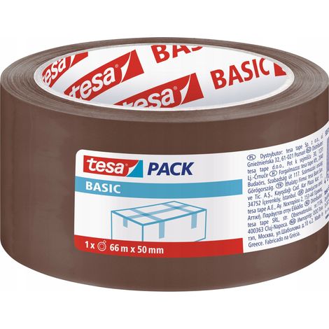 Ruban adhésif d'emballage TESA BASIC en PP large, marron, 66 m x 50 mm (1/5)