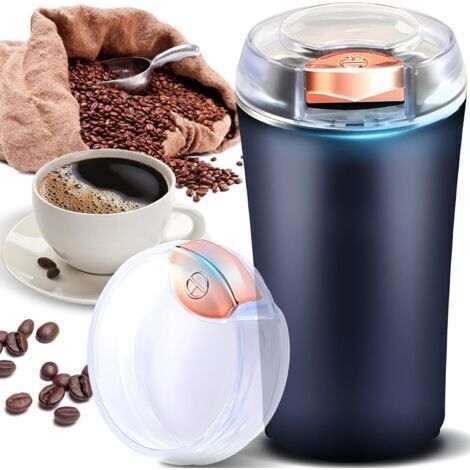 200W Moulin à café électrique avec couteau à percussion en acier inoxydable, broyeur en céramique en déplacement, grossièreté réglable, couteau à battre en acier inoxydable, café filtre, expr (1/5)