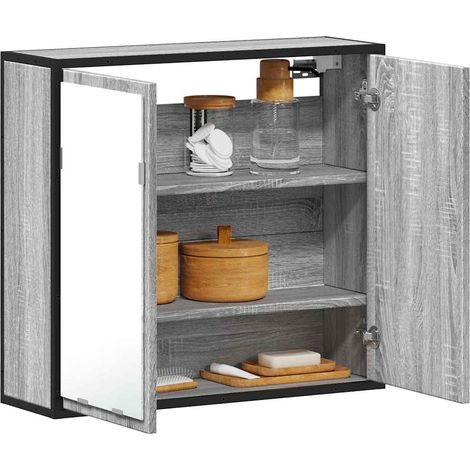 Bad-Spiegelschrank Grau Sonoma 65x20x60 cm Holzwerkstoff