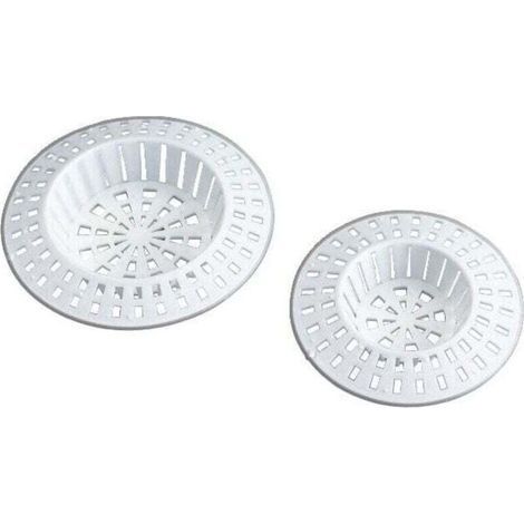 Set di 4 filtri per lavello, accessorio da cucina, filtro per lavello, previene intasamenti e cattivi odori, filtro per doccia, vasca da bagno, lavello, acciaio inox, diametri 7 e 6 cm, bianco (1/3)