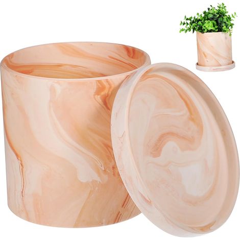 Pot Terre Cuite Naturel Rouge et Blanc avec Soucoupe Drainage Intégré pour Plantes Intérieur Cactus et Fleurs (1/5)