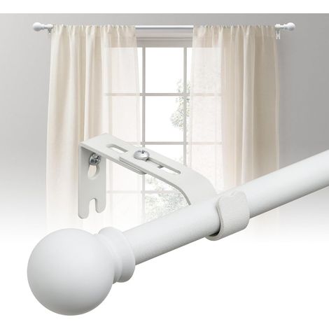 1 - Tringle à rideau - Support mural - Extensible 70x210 cm - Métal 16 mm - Pour salon chambre cuisine - Blanc