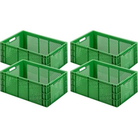 BRB Lot de 4 boîtes à légumes - Dimensions : 600 x 400 x 225 mm - Fond et parois latérales perforées - Capacité : 43,5 l - Vert