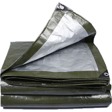 Two-tone eyelet tarpaulin with 90 g/m² weight, size 2 x 3 (6 m²), green/silver (1/4)