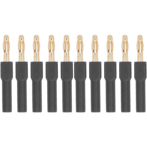 10 Stück Bananenstecker, 4,0 mm Stecker auf 2 mm Buchse, 30 V AC, 60 V DC, 32 A, für Testzwecke, Schwarz