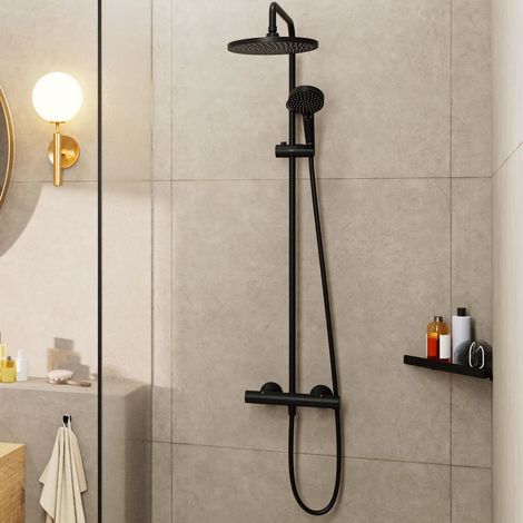 hansgrohe Vernis Blend 240 1jet Dual Head Thermostatic Mixer Shower - Matt Black (1/5)