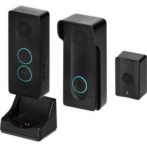 Campanello senza fili per esterni, impermeabile, con batteria ricaricabile USB-C, campanello senza fili per 1 famiglia, nero e citofono senza ricevitore