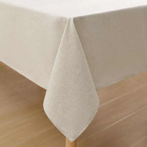 Linen-Look Tablecloth, Rectangular Tablecloth, 140 x 200 cm, Waterproof Outdoor Tablecloth, Anti-Stain Table Protector for Dining Room, Garden - Beige MUMU (1/3)