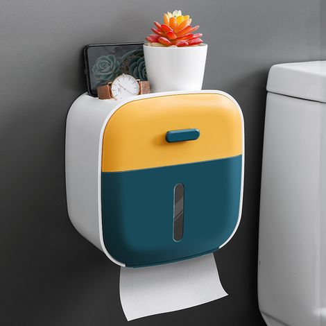 Porte-papier toilette mural bleu pour salle de bain