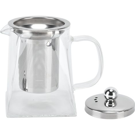 Théière en verre transparent avec filtre amovible en acier inoxydable 304, idéale pour la maison et le bureau (550 ml).