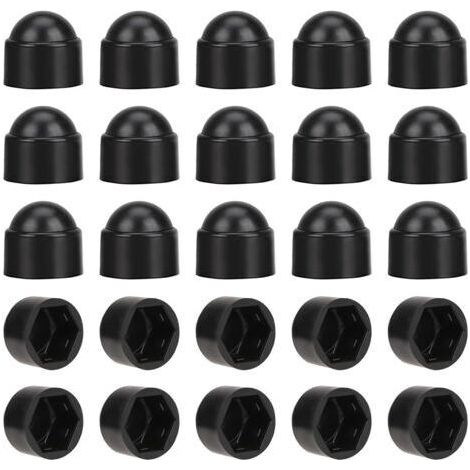 Cache-écrous M10, compatibles avec les clés de 17 mm, noirs, lot de 50, faciles à installer. (1/5)