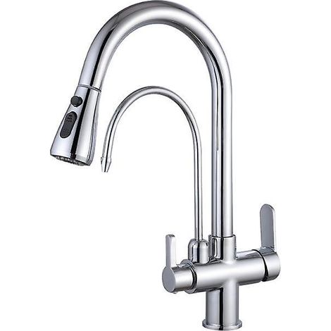 mitigeur De Cuisine,mlangeur D'vier Coulissant En Laiton Pour Eau Chaude Et Froide Avec Robinet D'eau Potable (1/5)