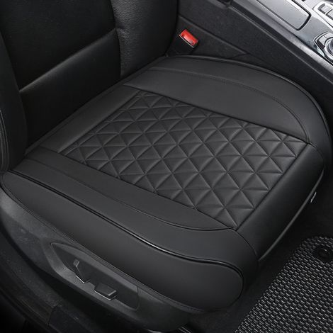 Housse de siège avant auto - Protection en cuir PU matelassée, dessous antidérapant et poche de rangement Universelle Installation rapide 1 pièce - Noir (1/5)