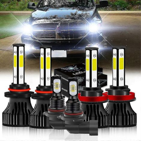 Kit de phares LED H11 9005 + ampoules antibrouillard 9145 pour Ram 1500, 2500 et 3500 (feux de croisement et de route).