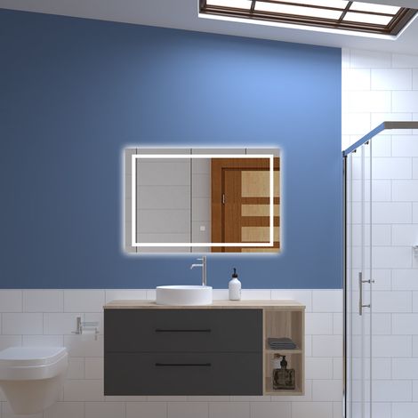 Acezanble Ensemble Meuble Salle de Bain Suspendu avec Lavabo, 120 cm, avec miroir led (1/5)