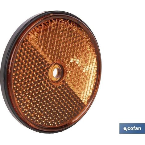 Catadióptrico redondo ámbar 60 mm con agujero para instalación rápida y segura (1/4)