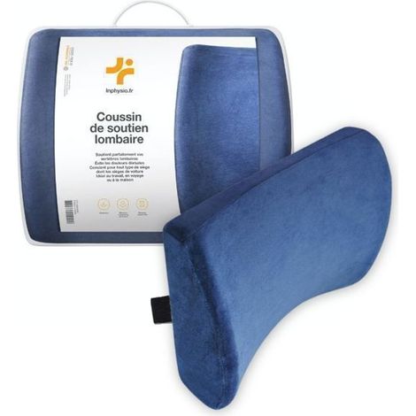 Coussin de Soutien Lombaire Inphysio Coussin en Mémoire de Fome pour le Dos, Voiture, Chaise Bureau, Anti Douleur, 35 x 31 x 12 cm (1/5)