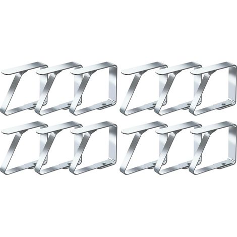 Pinces à nappe 6 pièces, acier inoxydable, clips anti-glissants pour tables de 2,5 à 4 cm (lot de 2). (1/5)
