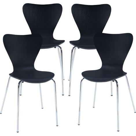 Juego de 4 sillas de comedor modernas y robustas en negro/cromo 030009814 (1/5)