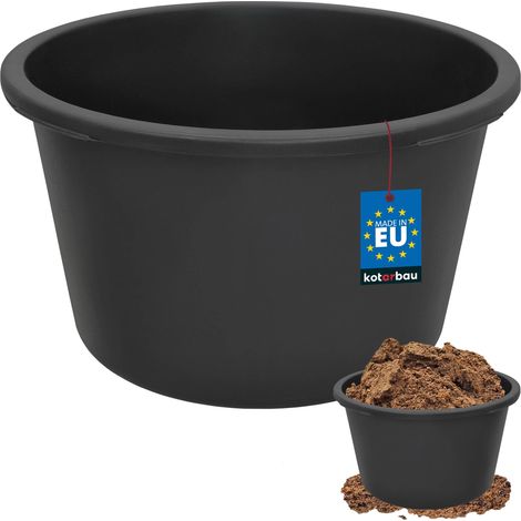 KOTARBAU® Kotarbau® Auge de Maçon 65 L - Auge Plastique Ronde - Bac À Mortier ⌀ 60 cm Bac Maconnerie - Seau Chantier - Bac Pour Jardin - Robuste Et Facile À entretenir - Noir (1/5)