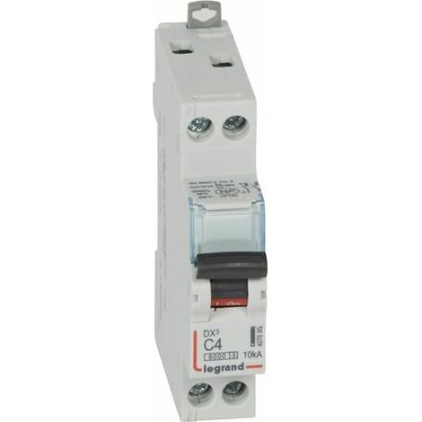 Disjoncteur DX³6000 10kA arrivée haute et départ bas à vis U+N 230V - 4A - courbe C - 1 module - LEGRAND