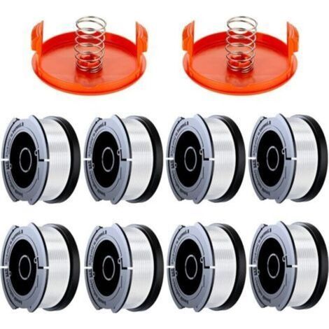 Pack of 12 Black & Decker trimmer line spools, 0.2 cm trimmer line spool (8 trimmer lines, 2 covers, 2 springs). (1/4)