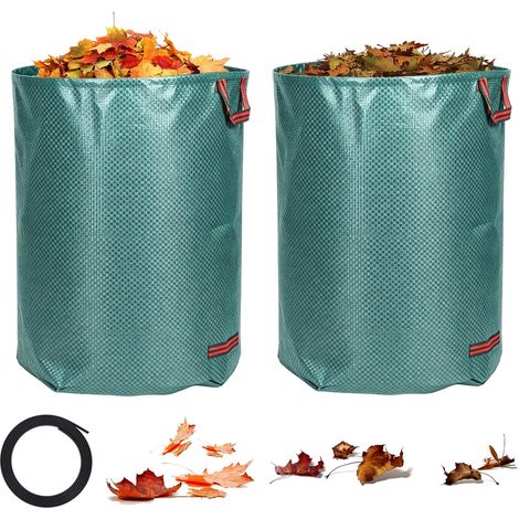 2 Pack 500L Garden Waste Sacks Reusable and Freestanding Foldable Heavy Duty Waterproof Plant Bags with Reinforced Handles for Leaves, Grass, Branches and Green Waste (1/5)