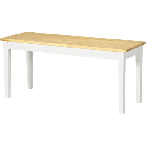 Banc en bois, banquette 2 places, bois massif, laqué, naturel et blanc (1/5)