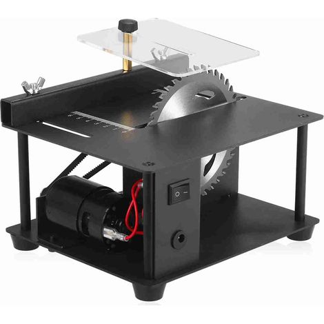 Scie circulaire de table multifonction 110-240V, mini scie électrique de bureau avec lame, vitesse réglable, profondeur de coupe 35mm pour bois, plastique et acrylique (1/4)