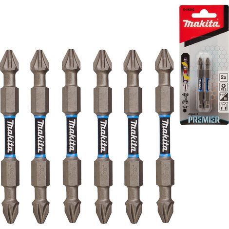Makita E-06292 PZ2 Pozi Impact Premier Screwdriver Drill Bit Torsion 65mm 6 Pack (1/3)