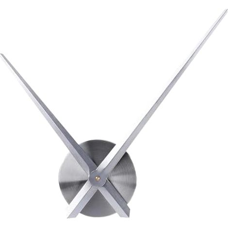 Pendule murale DIY moderne 3D en métal, grandes aiguilles et mécanisme silencieux à piles, décoration murale pour salon, chambre, bureau (Argent)