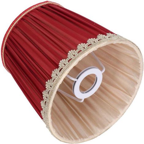 Abat-jour en tissu - OKZ® - Rouge vin avec bord doré - Diamètre supérieur 11,5 cm - Diamètre inférieur 15,5 cm (1/4)