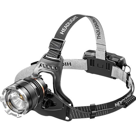 Linterna frontal LED recargable, superbrillante (5000 lúmenes), 6 modos LED, sensor y luz roja, recargable por USB, 5200 mAh, resistente al agua IPX6. (1/5)