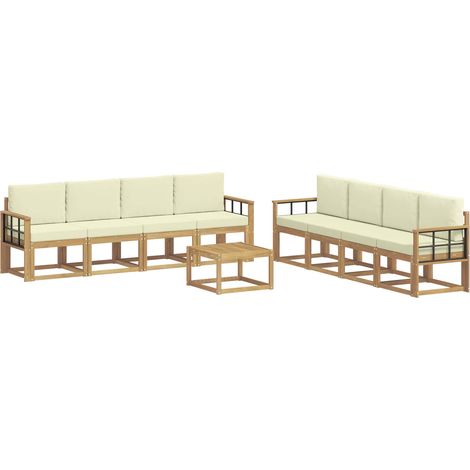 Ensemble de canapés d'extérieur 9 pc Blanc et crème vidaXL (1/5)