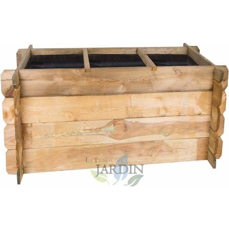 Suinga – Jardinière carrée en bois imprégné 140x60x40 cm – Traitement autoclave pour durabilité – Treillis géotextile inclus (1/4)