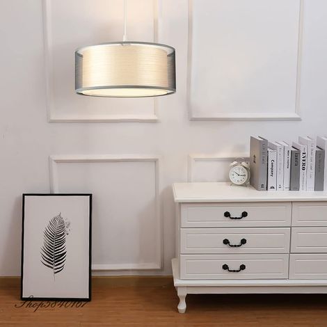 Grand abat-jour à double paroi – Gris moderne – Convient aux plafonniers, lampes à poser et lampadaires – Salon, cuisine, chambre, couloir (1/5)