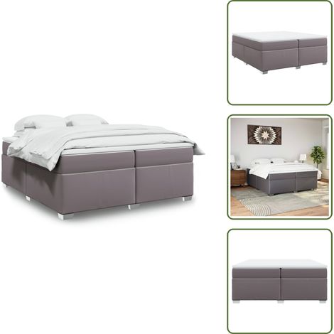 Boxspringbett mit Matratze Grau 200x200 cm Kunstleder - Boxspringbett - Betten - Doppelbett - Luxusbett - Kunstlederbett (1/5)