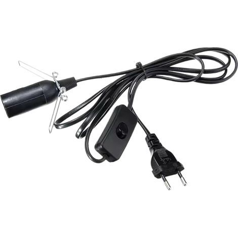 E14 socket, 180cm cable, integrated switch, PVC lamp holder, for living room, shop, home, black (1/5)