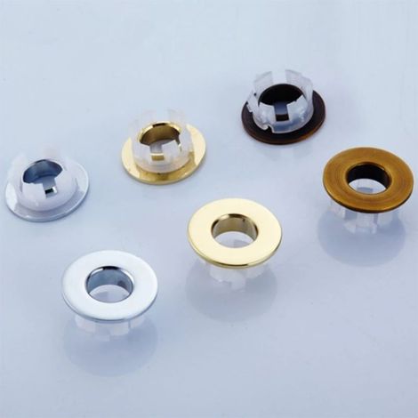 Couvercle de trop-plein pour robinet de lavabo en laiton avec anneau de 15 cm, insert de remplacement chromé, accessoire décoratif de salle de bain, 1 pièce (doré)