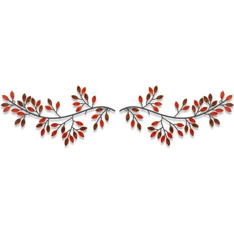 Wanddekoration aus Metall in Blattform (2er-Pack), Wanddekoration für Geburtstage, Schlafzimmer, Hochzeiten, Wohnzimmer, Wohnzimmer (ro)