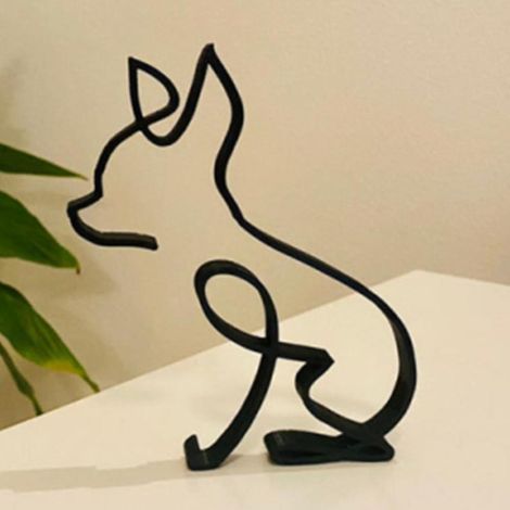 Sculpture de chien chihuahua en métal pour une décoration intérieure moderne et minimaliste (1/2)