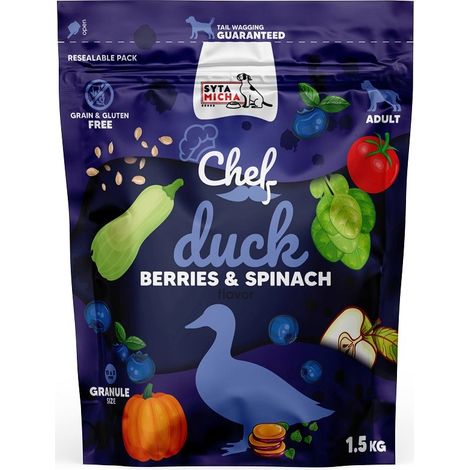 Croquettes pour chien SITA MICHA Chef Canard, baies et épinards - 1,5 kg