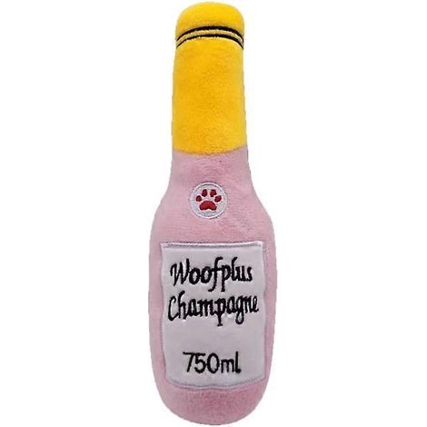 Jouet en forme de bouteille qui couine pour petits chiens résistants aux morsures - Jouet d'entraînement des dents - Rose champagne (1/4)