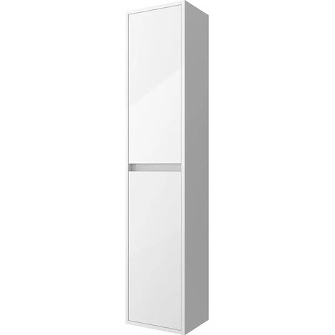 Colonna bagno sospesa 140 cm bianco lucido ripiani regolabili Gaya (1/5)
