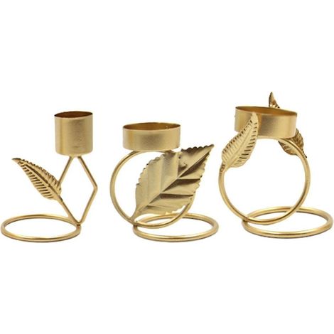 Bougeoir en fer forgé, support de bougie en forme de feuille, porte-bougies pour mariage, Noël et repas. (1/5)
