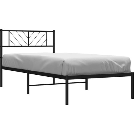 Estructura cama sin colchón con cabecero metal negro 100x190 cm vidaXL (1/5)