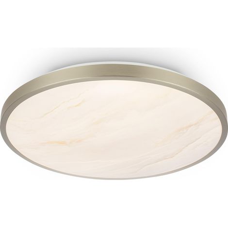 Plafonnier LED avec éclairage blanc chaud 3000 K, 17,5W, 2400lm, diffuseur décoratif en albâtre, lustre salon, lustre cuisine, plafonnier LED salon, 33 x 6 cm, nickel mat (1/5)