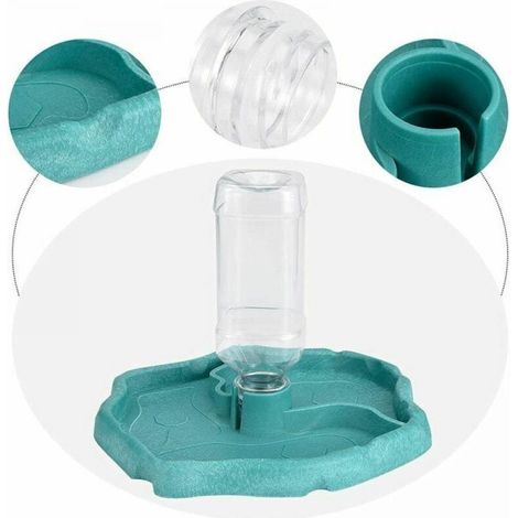 1PC Fontaine à eau pour tortues - Mangeoire 2 en 1 - Anti-déversement - Bleu - Mangeoire automatique pour reptiles