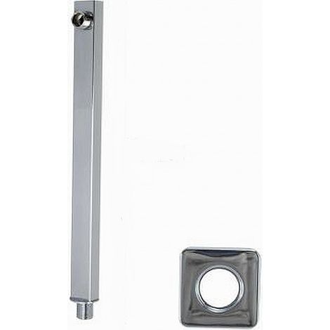 TRADE SHOP - Braccio Per Soffione Doccia Quadrato In Ottone Cromato Con Rosone 25 Cm 59494 -